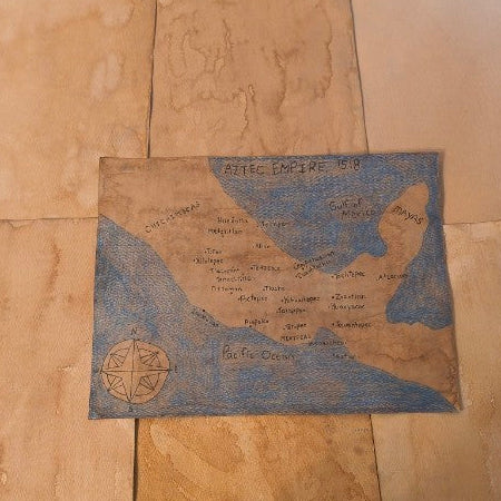 Aztec Empire Map Print Watercolour Paper
