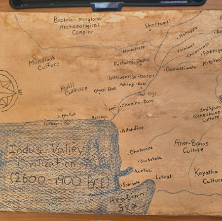 Indus Valley Civilization Map Print - Paths and Places