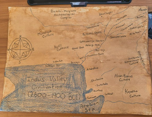 Indus Valley Civilization Map Print - Paths and Places