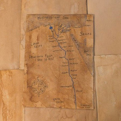 Ancient Egypt Map Print Watercolour Paper - Paths and Places