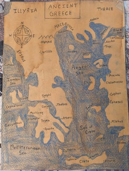 Ancient Greece Map Print - Paths and Places
