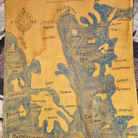 Ancient Greece Map Print - Paths and Places