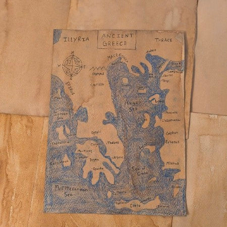 Ancient Greece Map Print Watercolour Paper