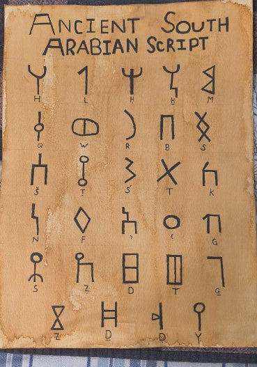 Ancient South Arabian Script Watercolour Paper - Paths and Places