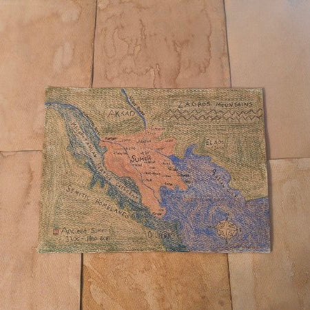Ancient Sumer Map Print Watercolour Paper