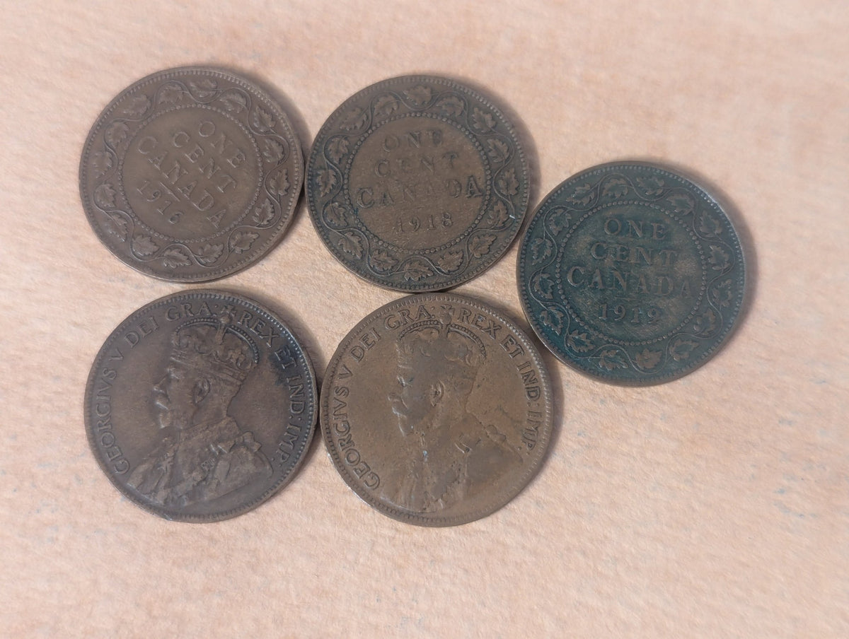 Antique Canadian Cent Coins - Paths and Places