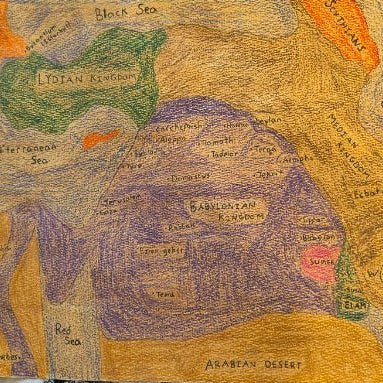 Babylonian Empire Map Print - Paths and Places