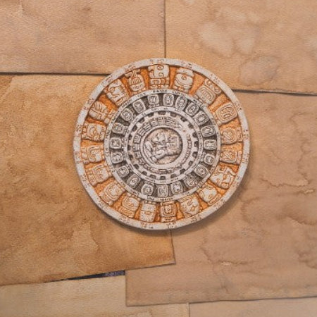 Carved Mayan Haab' Calendar With Glyphs