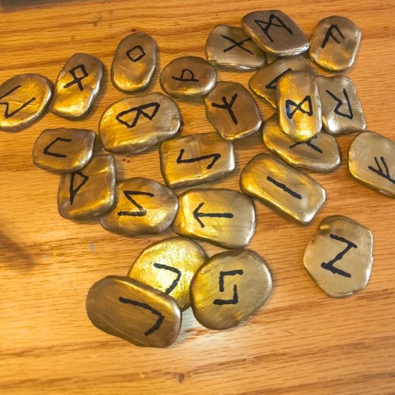 Elder Futhark Norse Runestones Gold - Paths and Places