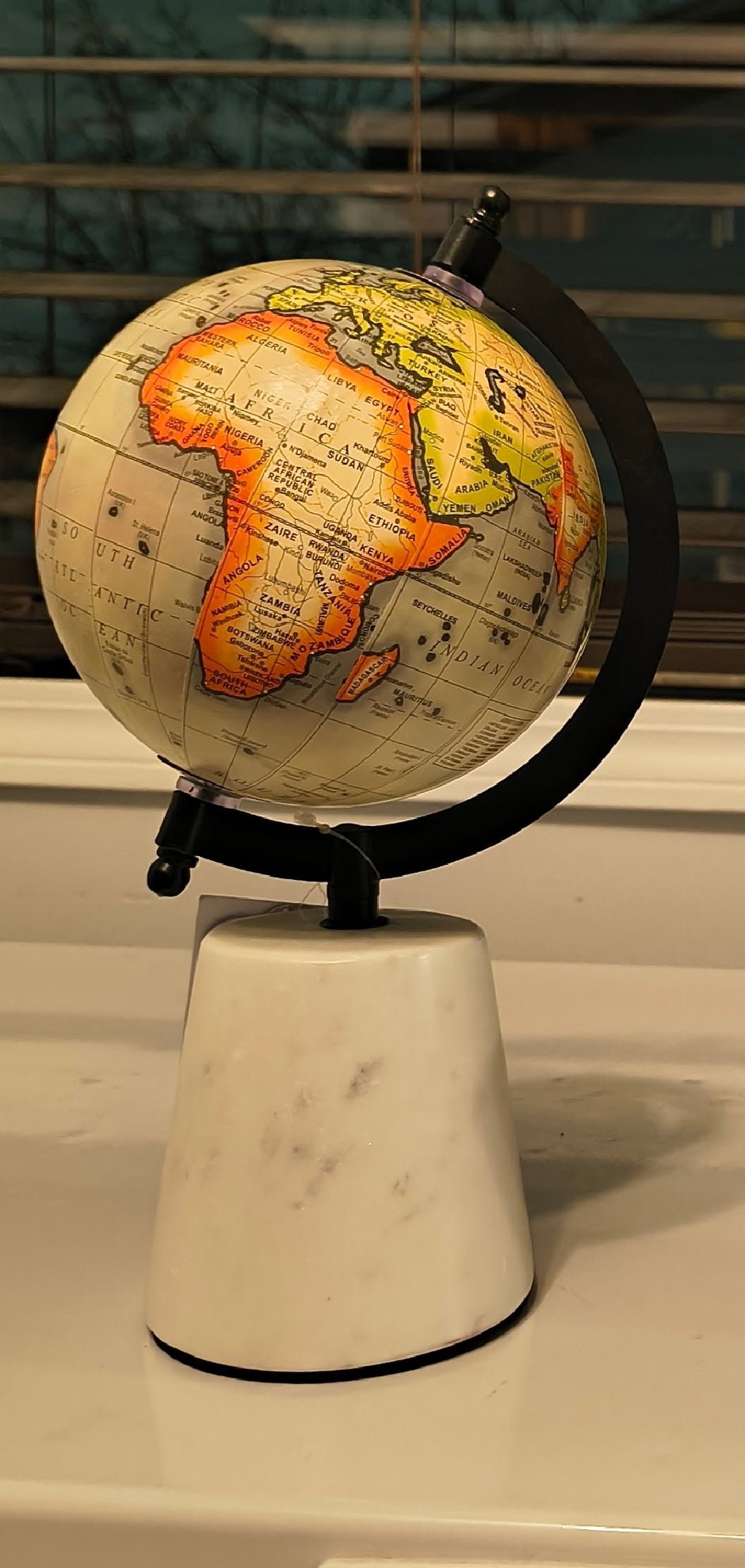 Handcrafted Miniature Globe: Marble Stand - Paths and Places