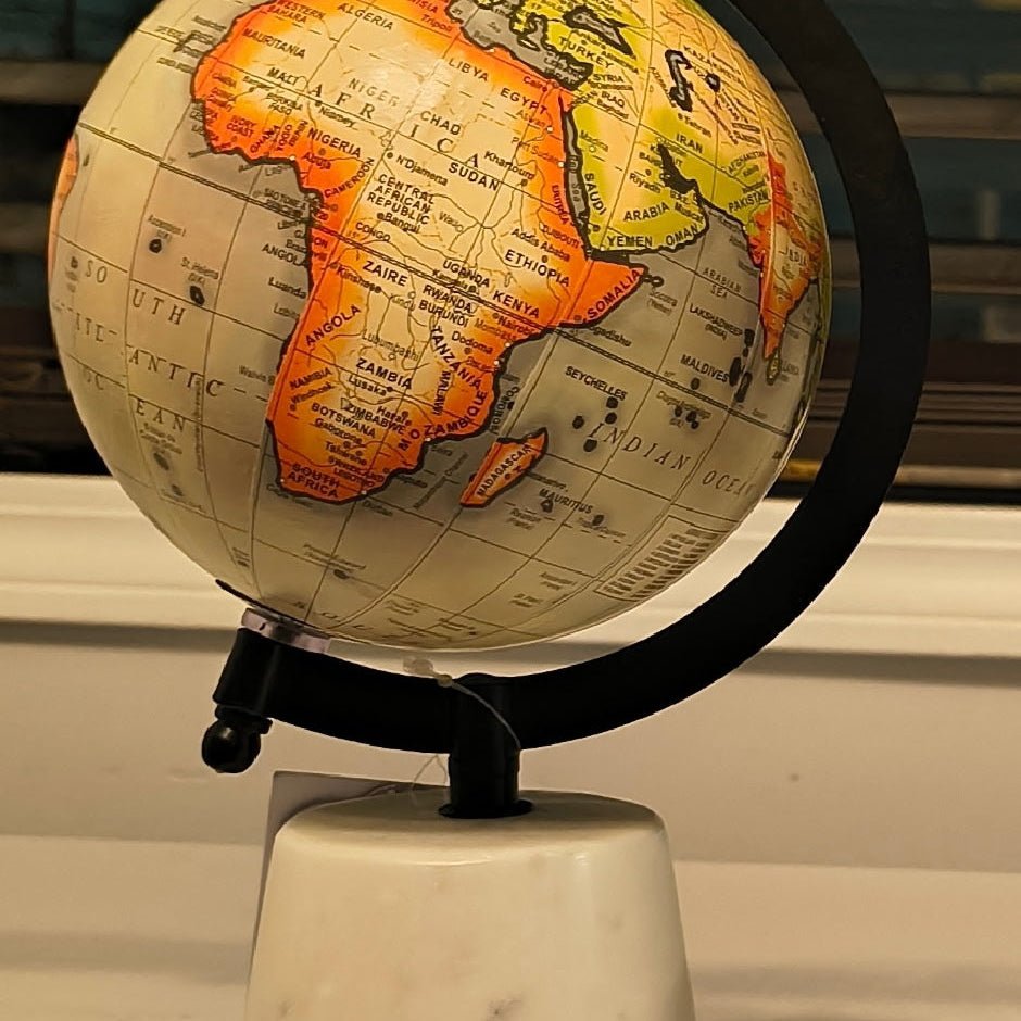 Handcrafted Miniature Globe: Marble Stand - Paths and Places