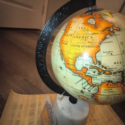 Handcrafted Miniature Globe: Marble Stand - Paths and Places
