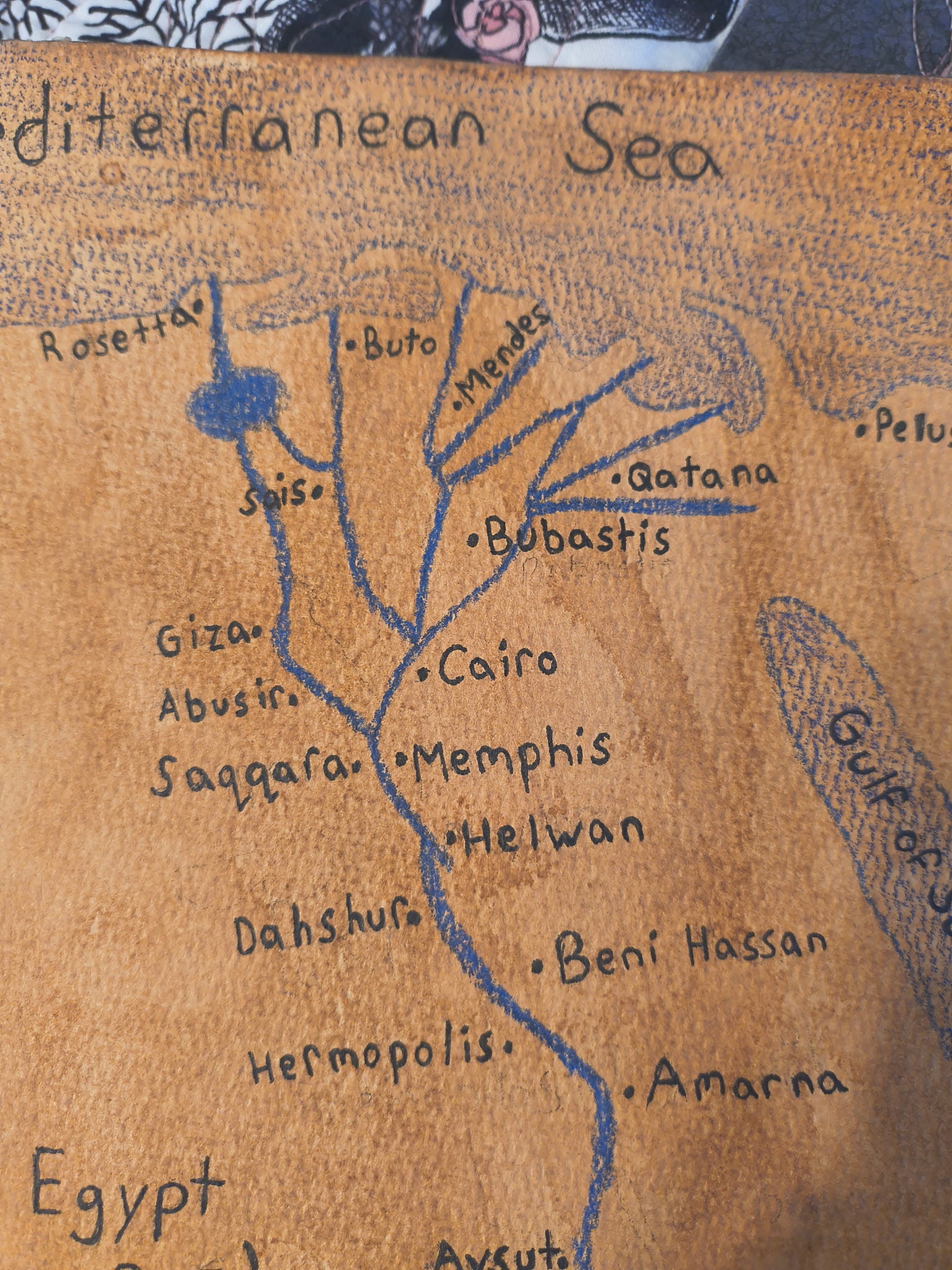 Ancient Egypt Map Print Watercolour Paper - Paths and PlacesAncient Egypt Map Print Watercolour Paper