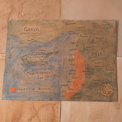 Phoenician Empire Map Print Watercolour Paper - Paths and Places