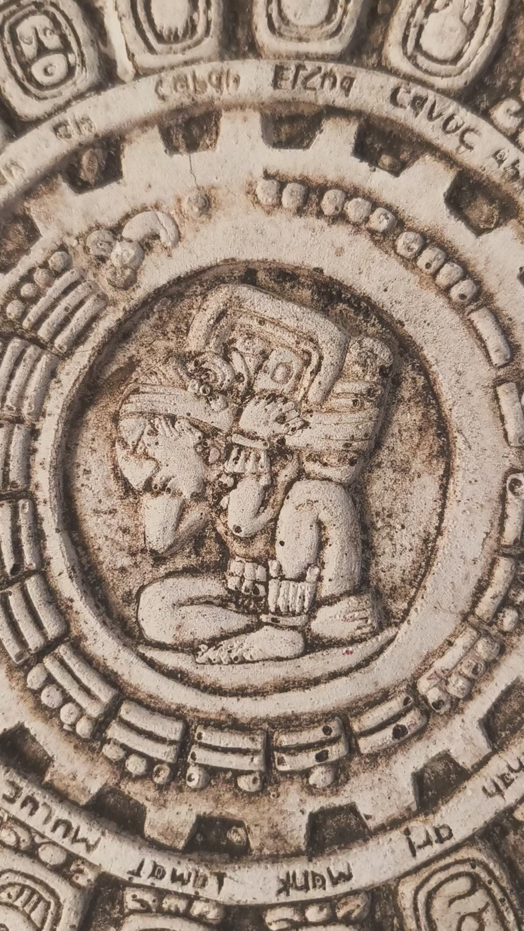 Carved Mayan Haab' Calendar With Glyphs