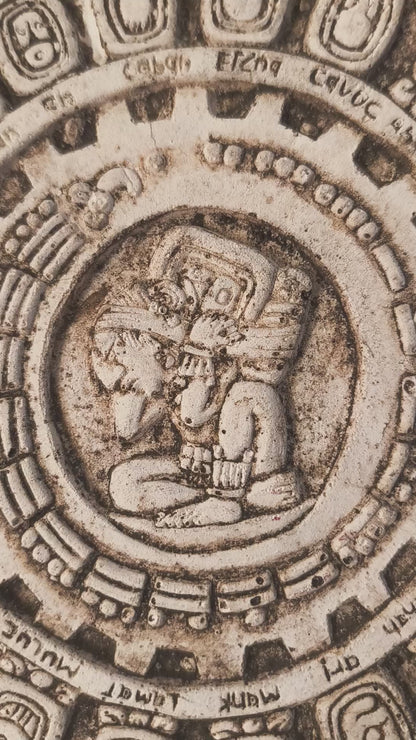 Carved Mayan Haab' Calendar With Glyphs