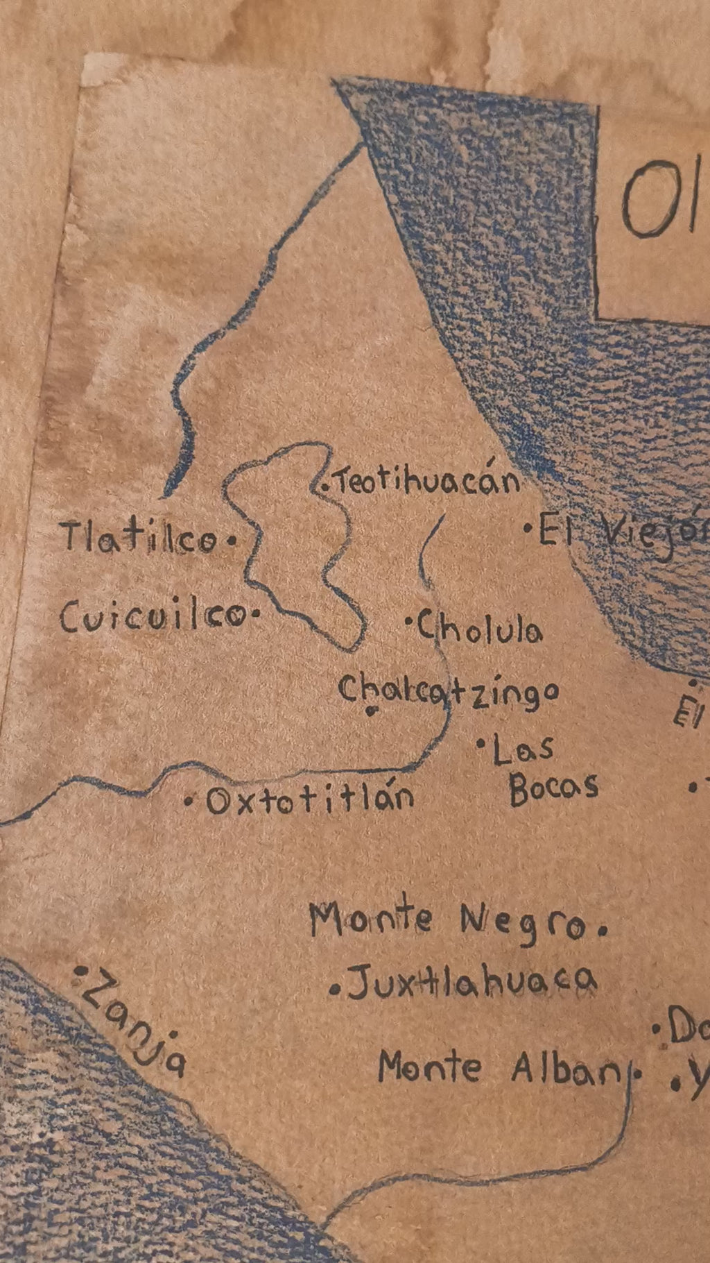 Olmec Civilization Map Print Watercolour Paper