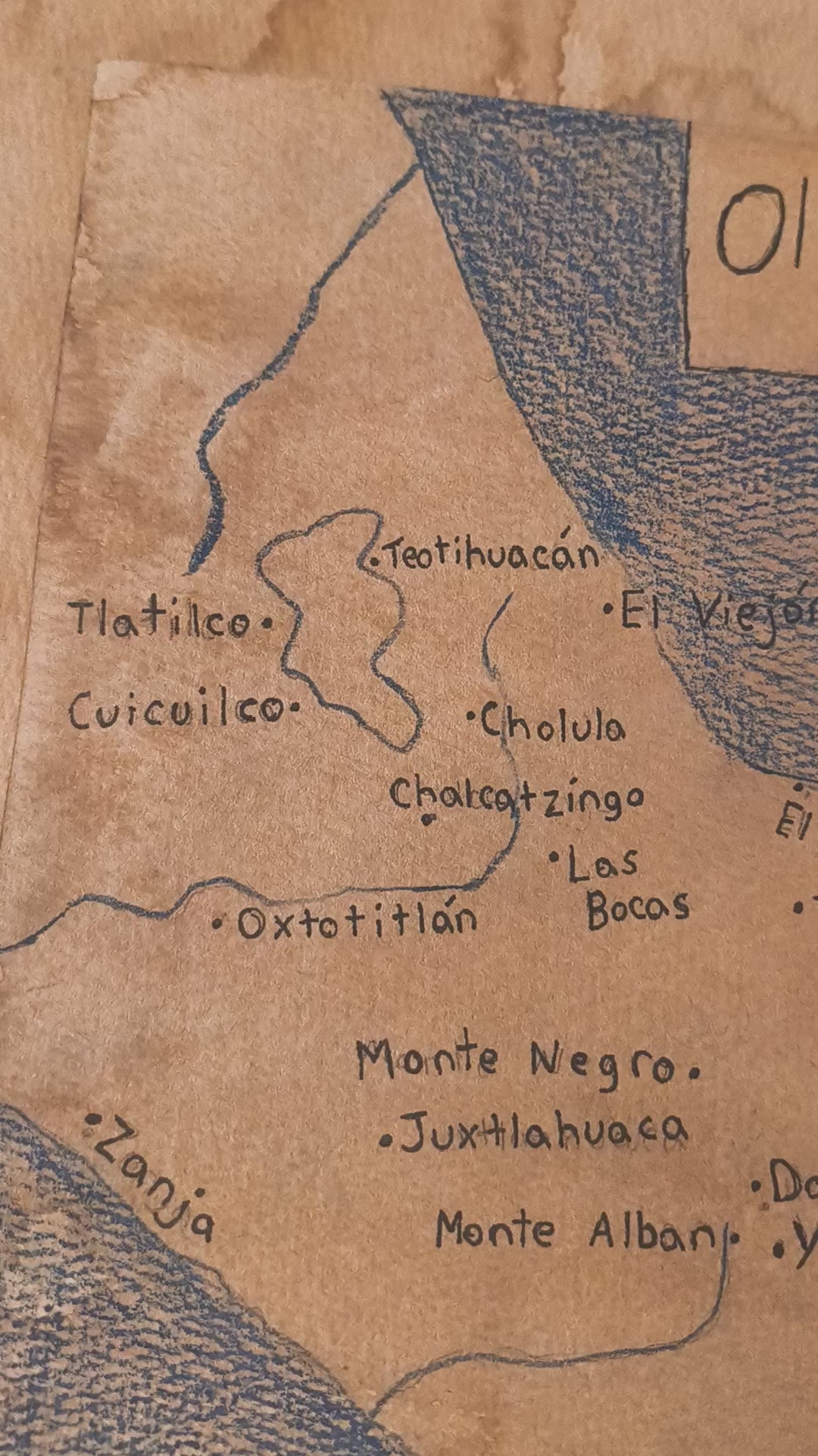 Olmec Civilization Map Print Watercolour Paper