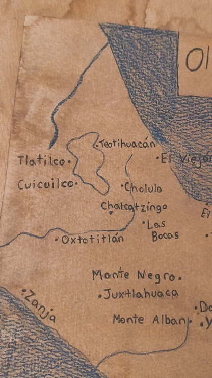 Olmec Civilization Map Print Watercolour Paper