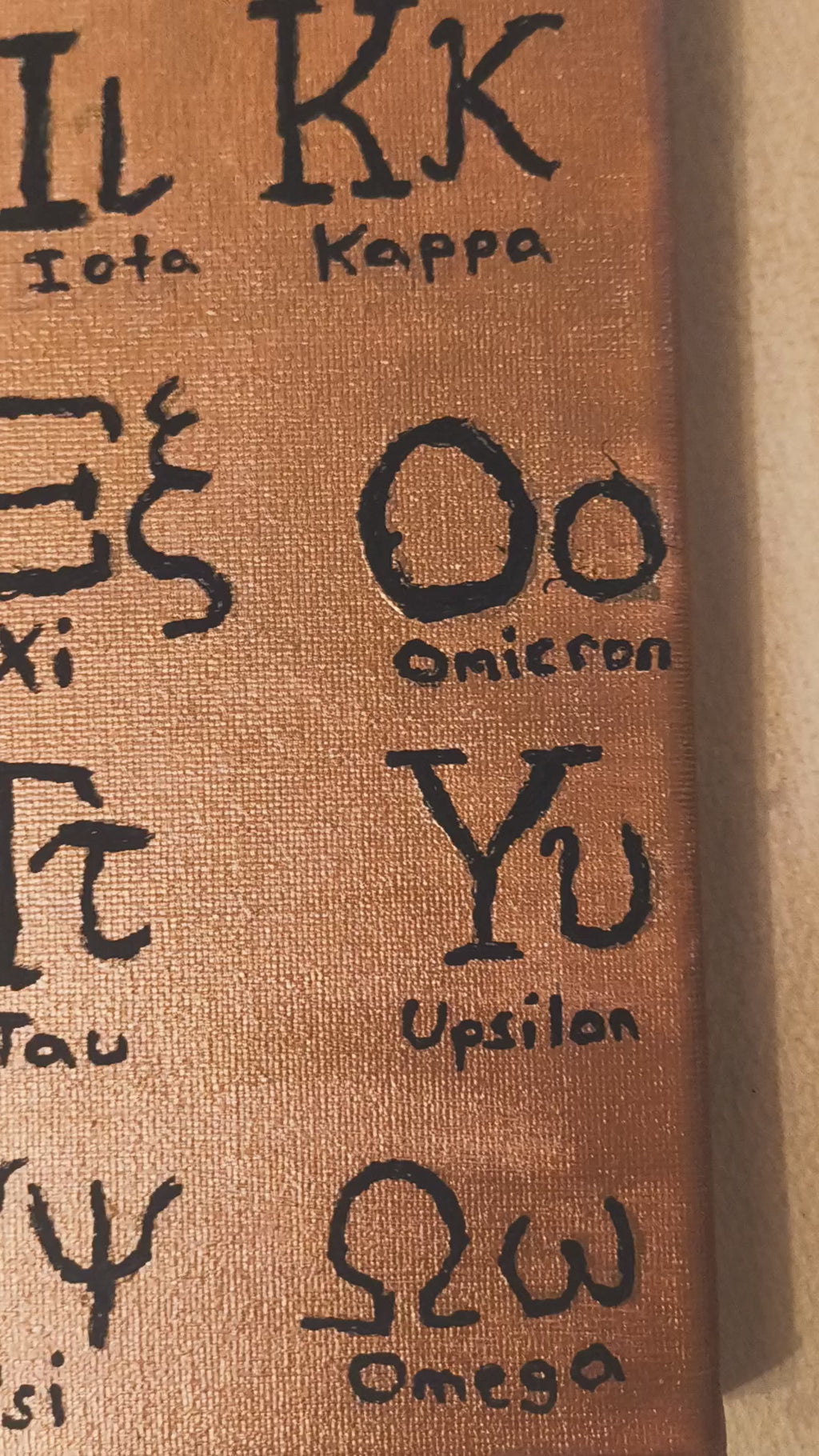 Greek Alphabet Print on Bronze Canvas