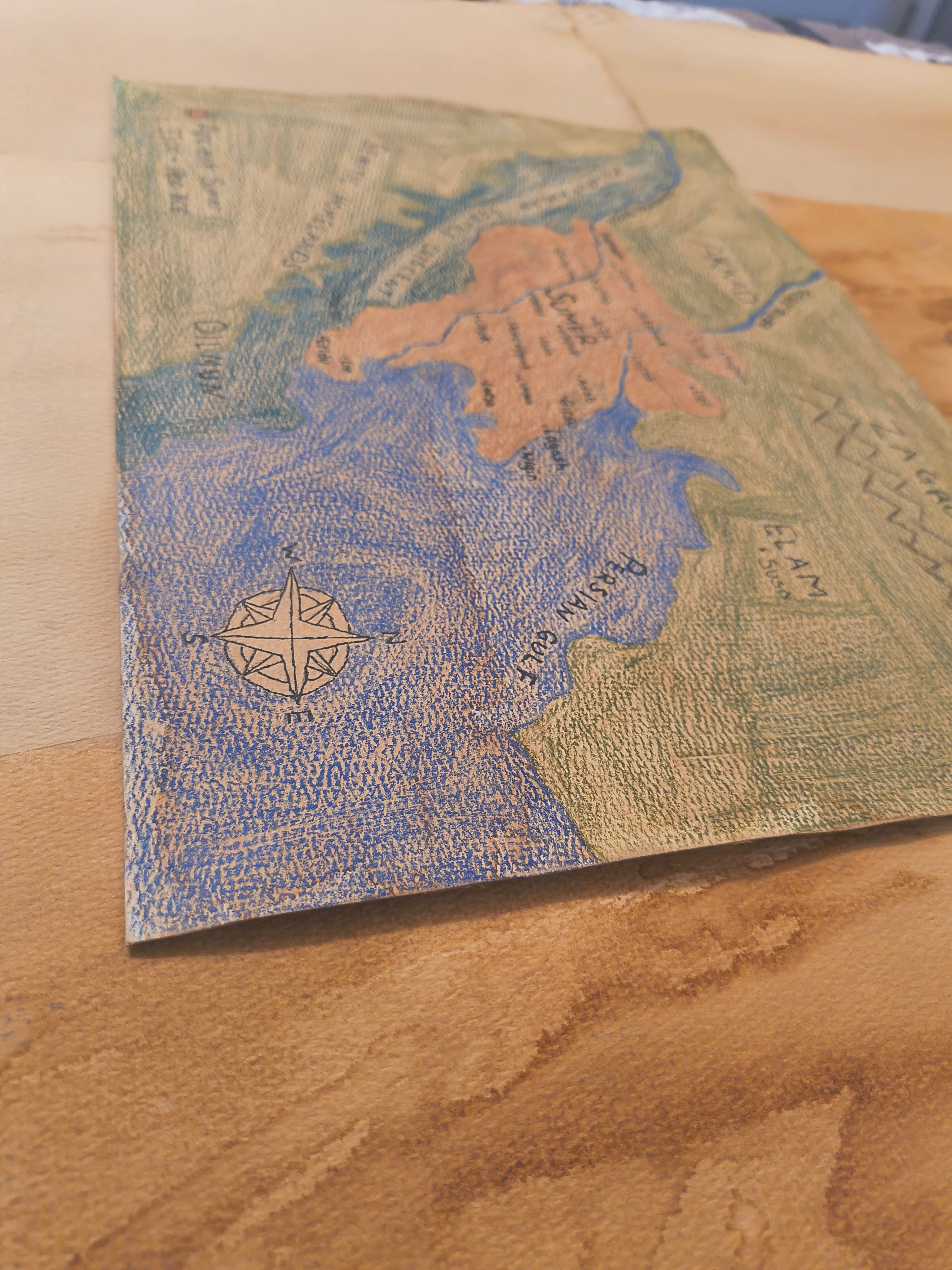 Ancient Sumer Map Print Watercolour Paper