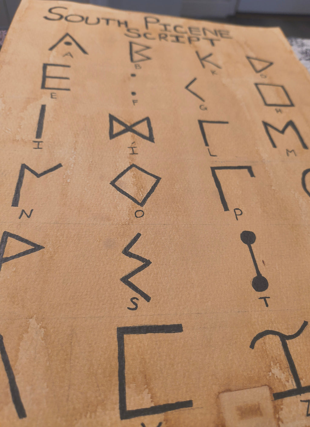South Picene Alphabet Print Watercolour Paper
