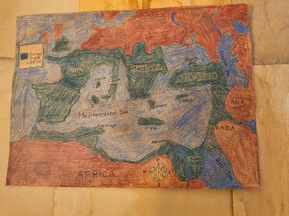 Carte de la Rome antique papier aquarelle imprimé