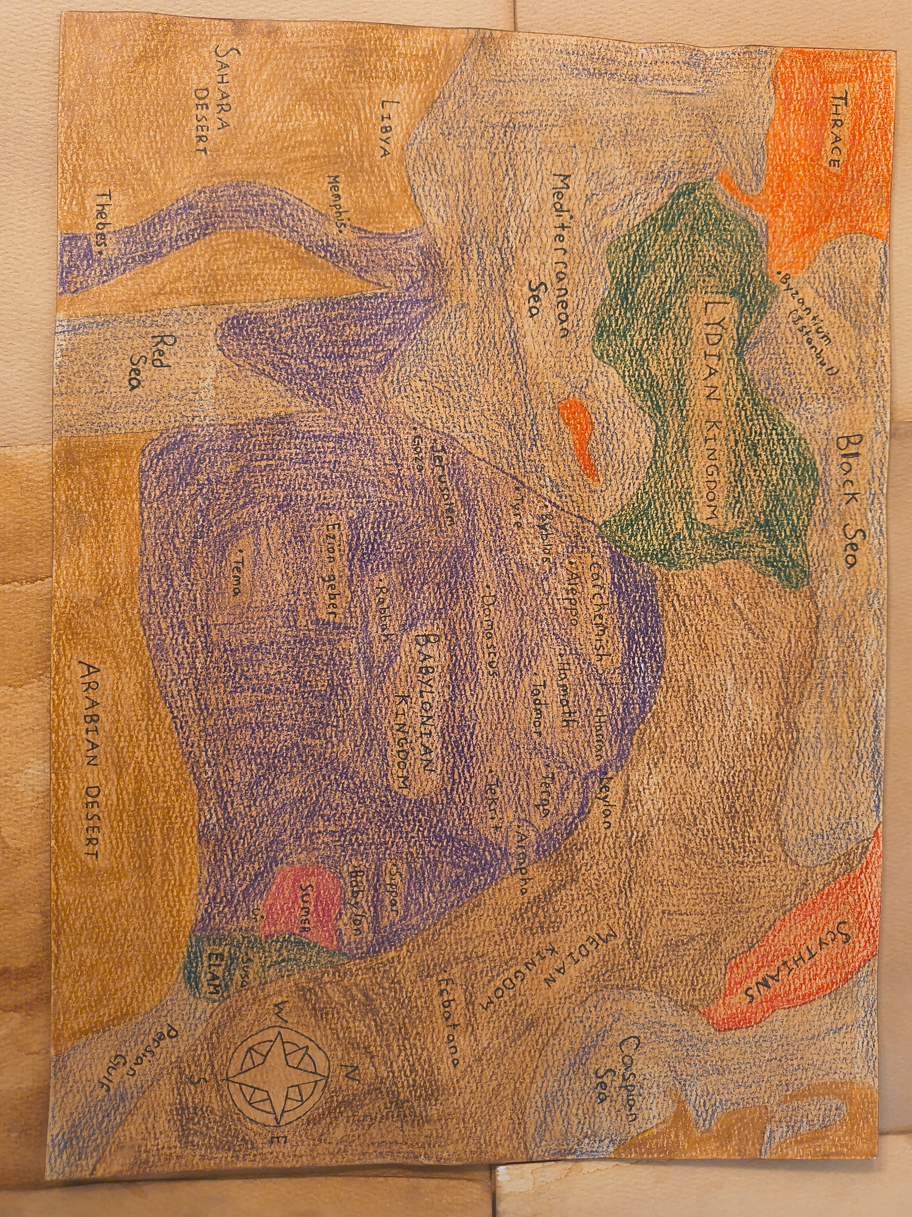 Babylonian Empire Map Print Watercolour Paper