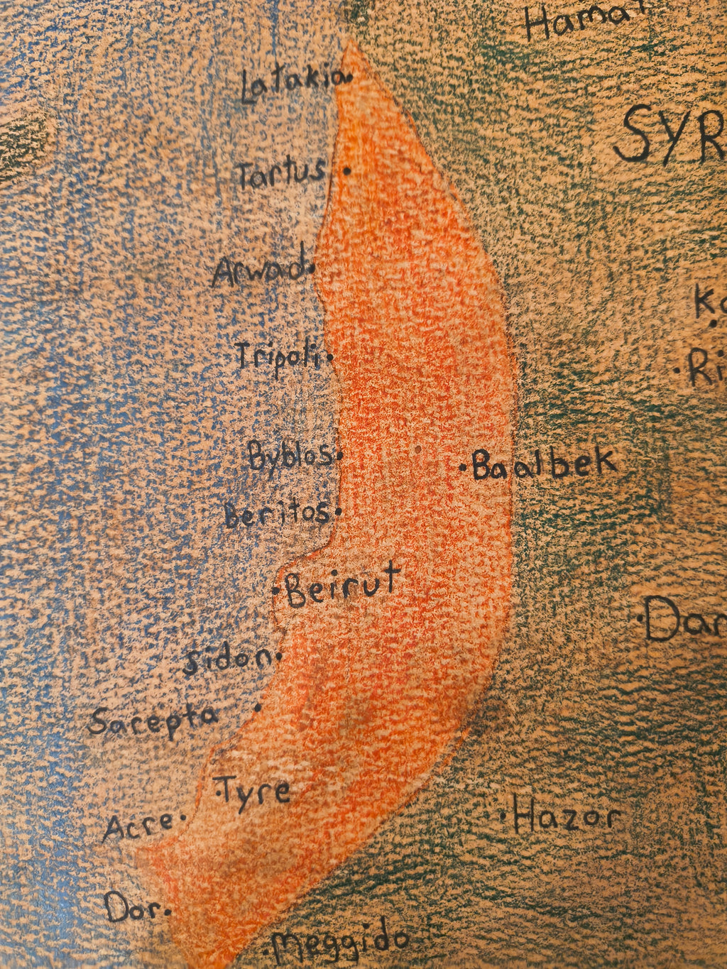 Phoenician Empire Map Print Watercolour Paper
