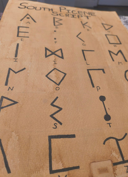 South Picene Alphabet Print Watercolour Paper - Paths and Places