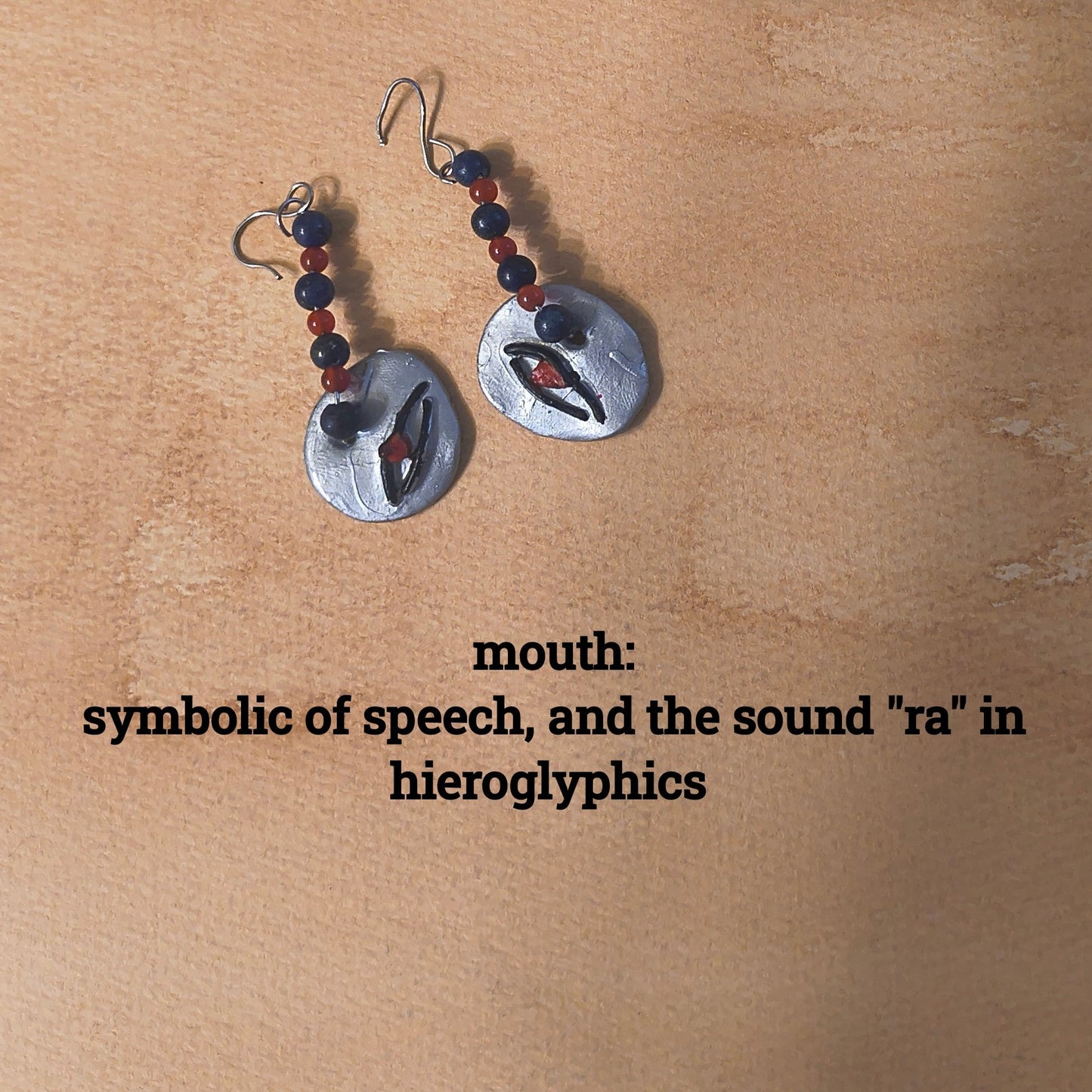 Sterling Silver Egyptian Hieroglyphic Earrings - Paths and Places