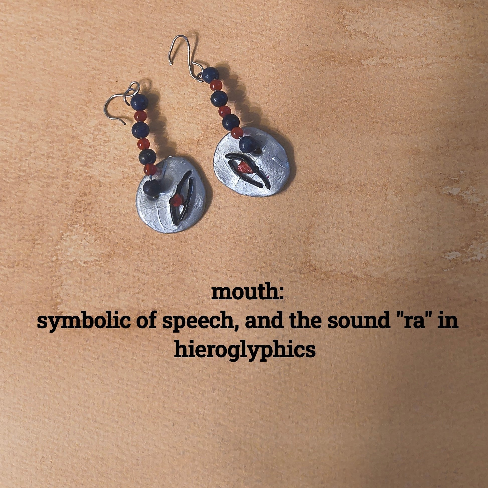 Sterling Silver Egyptian Hieroglyphic Earrings - Paths and Places