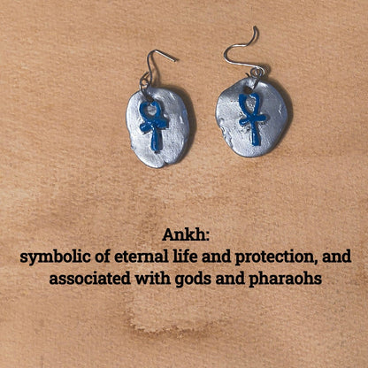 Sterling Silver Egyptian Hieroglyphic Earrings - Paths and Places
